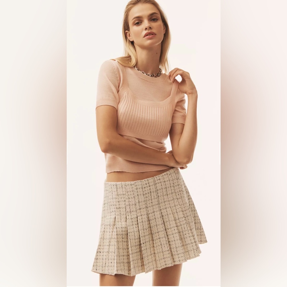 Maeve Layered Short-Sleeve Crew-Neck Sweater